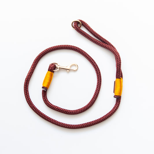 Burgundy & Yellow Marine Rope Dog Leash
