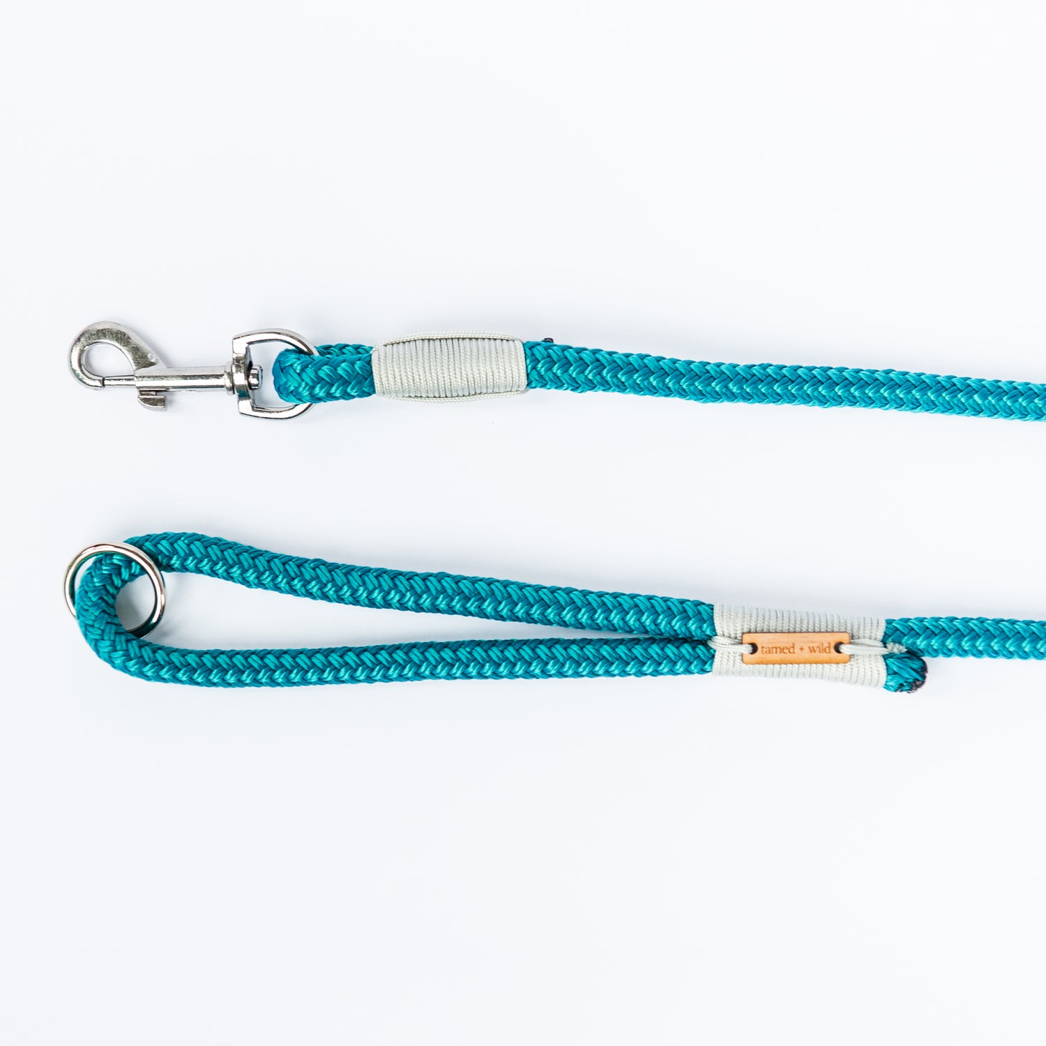Turquoise & Silver Marine Rope Dog Leash | Tamed + Wild